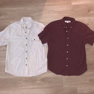 TWO Old Navy Mens Short Sleeve Button Shirts Large